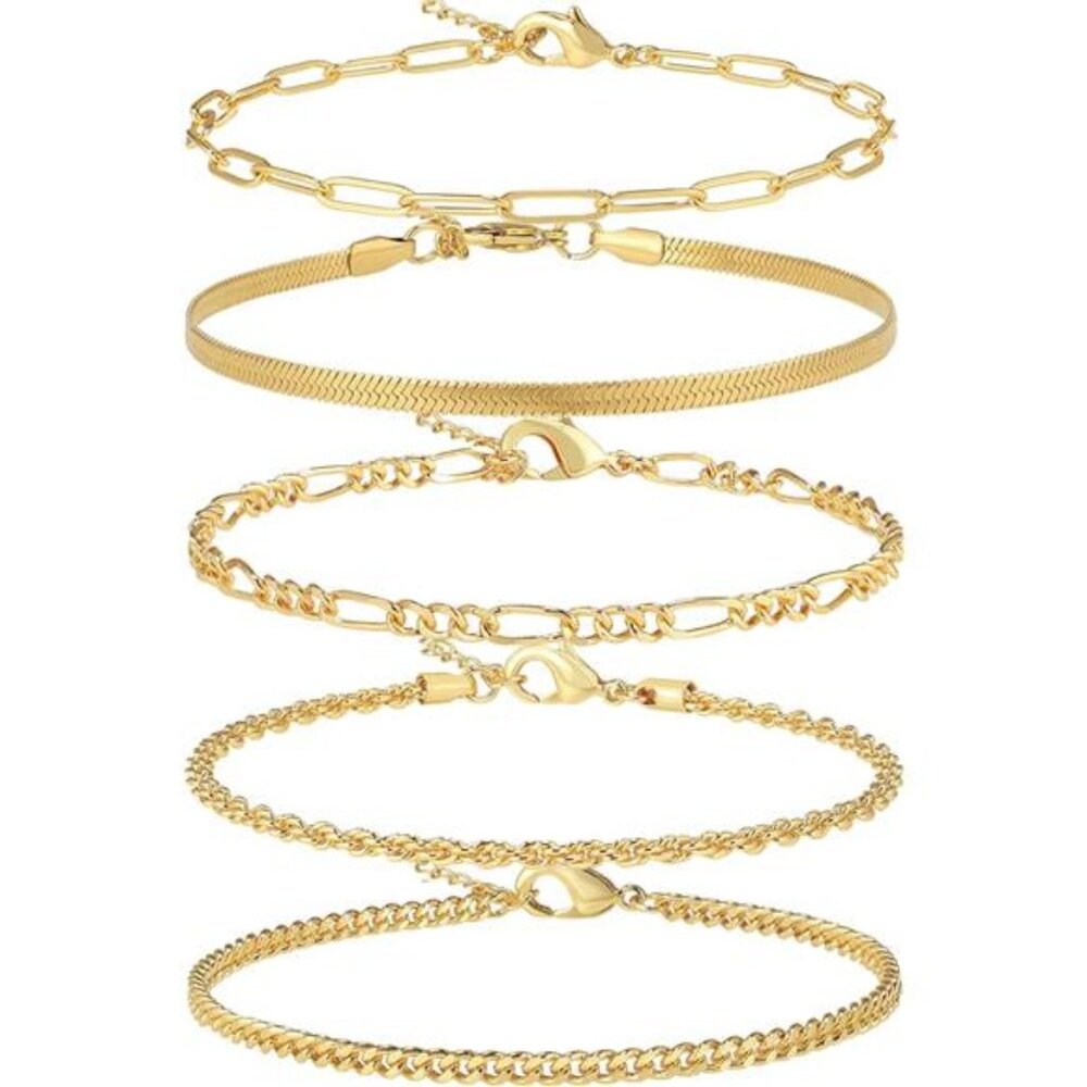 14K Gold/Sterling Silver Plated Anklet Bracelets for Women Waterproof Plus Size